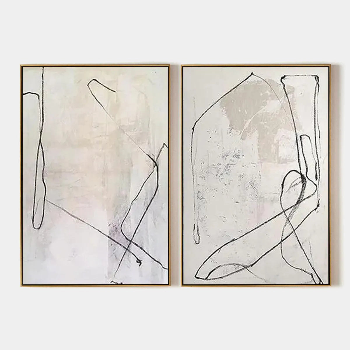 Beige Abstract Painting Set of 2