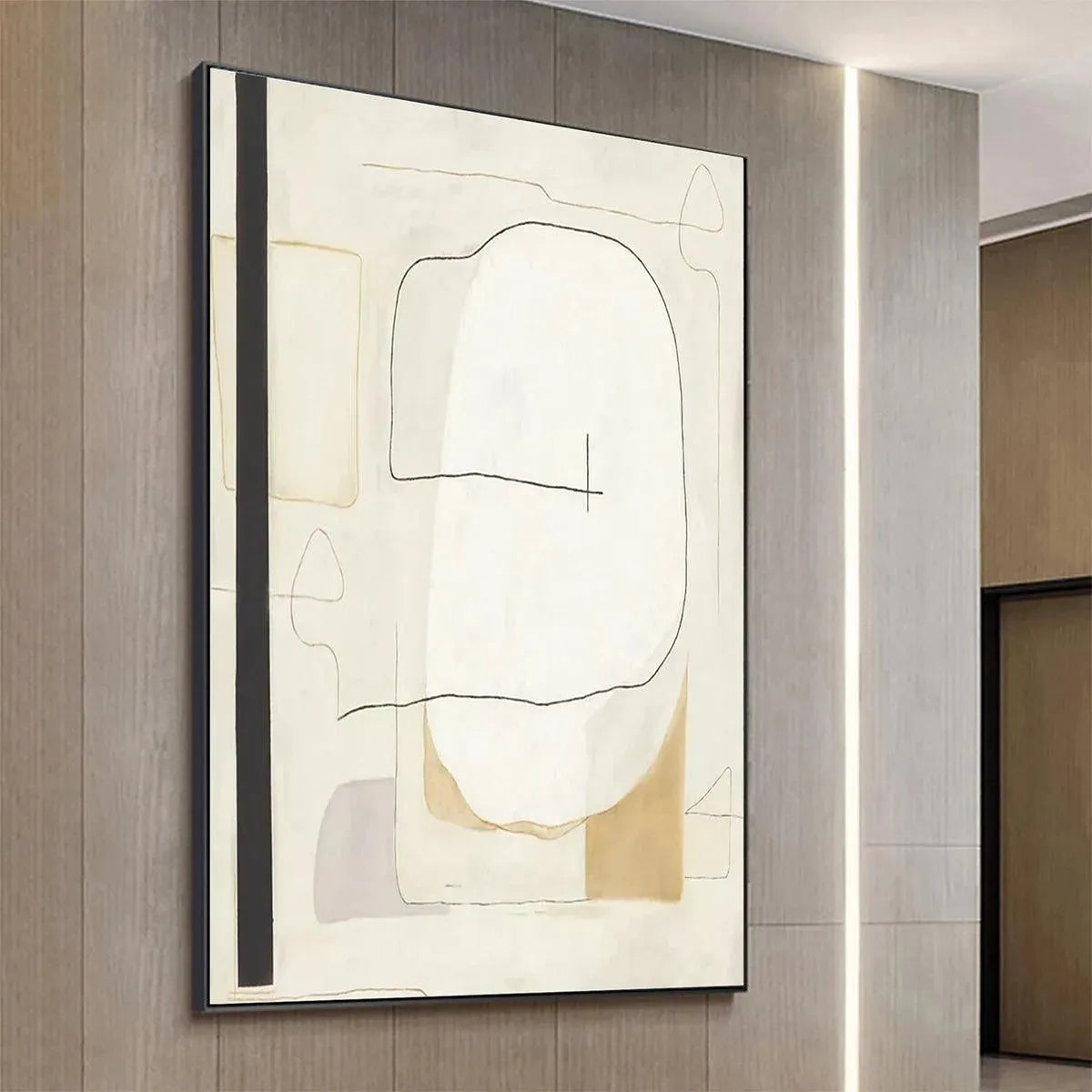 Javier Ramirez minimalist abstract art, neutral tones, square wall art, modern decor