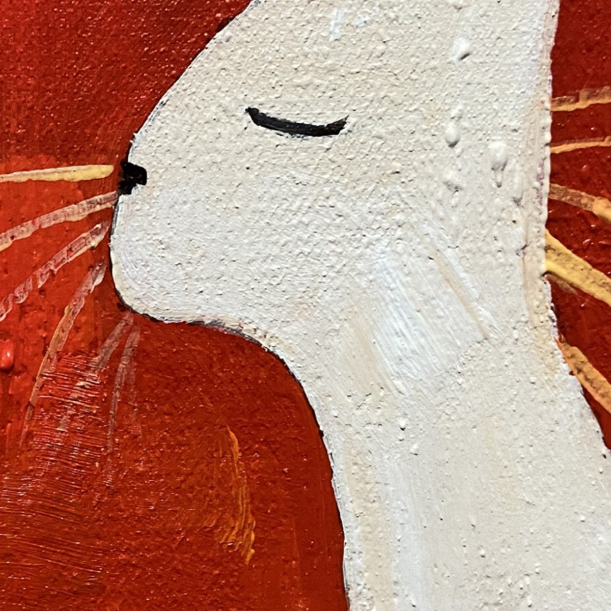 MINIMALIST CAT ON RED PANORAMIC: Cat Painting, Panoramic Wall Art, Minimalist Decor