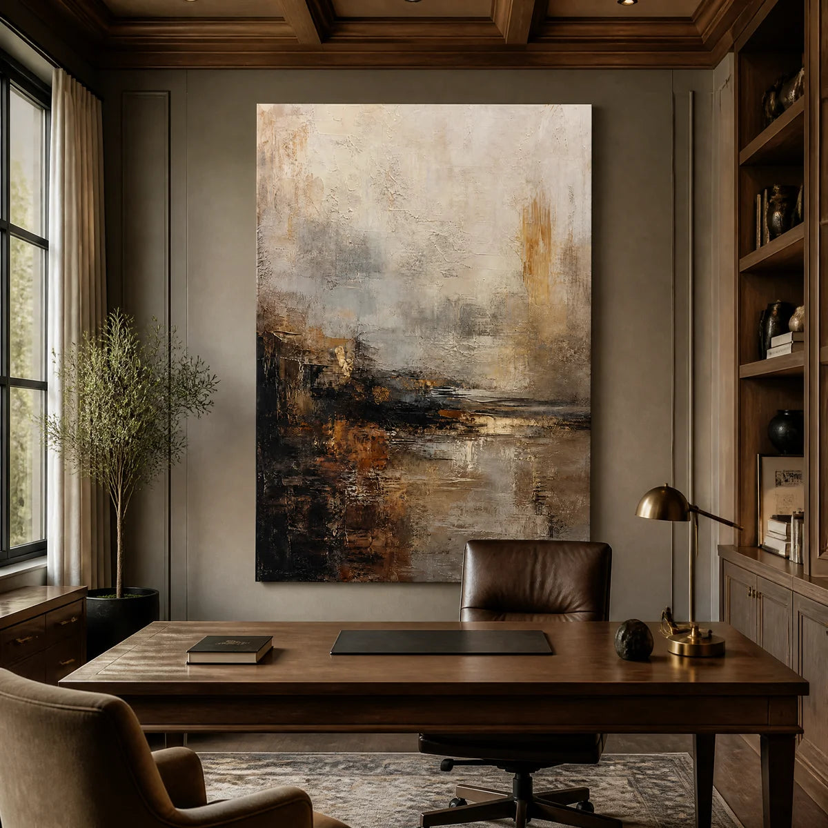 ABSTRACT HORIZON displayed in a refined office.