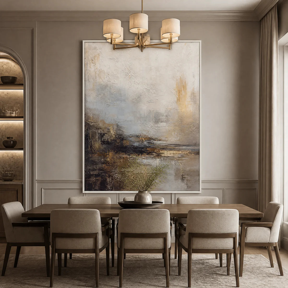 ABSTRACT HORIZON displayed in a refined dining room.