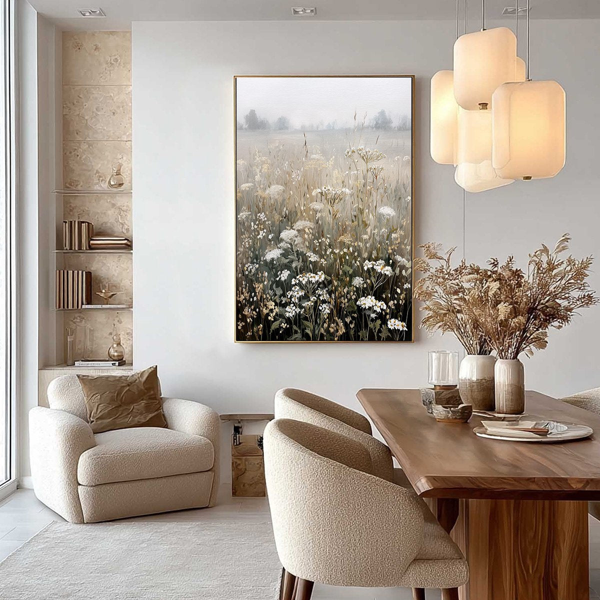 MISTY MEADOW: Ethereal Wildflower Field Landscape Painting