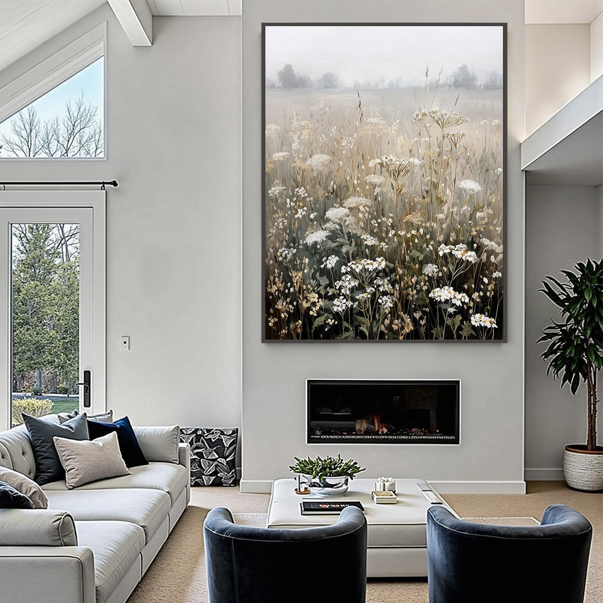 MISTY MEADOW: Ethereal Wildflower Field Landscape Painting