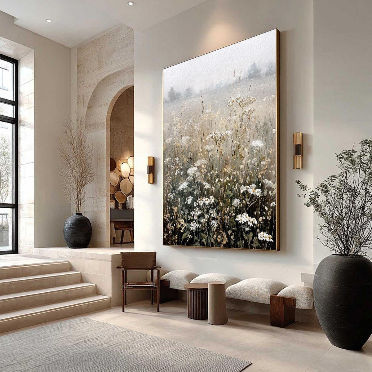 MISTY MEADOW: Ethereal Wildflower Field Landscape Painting