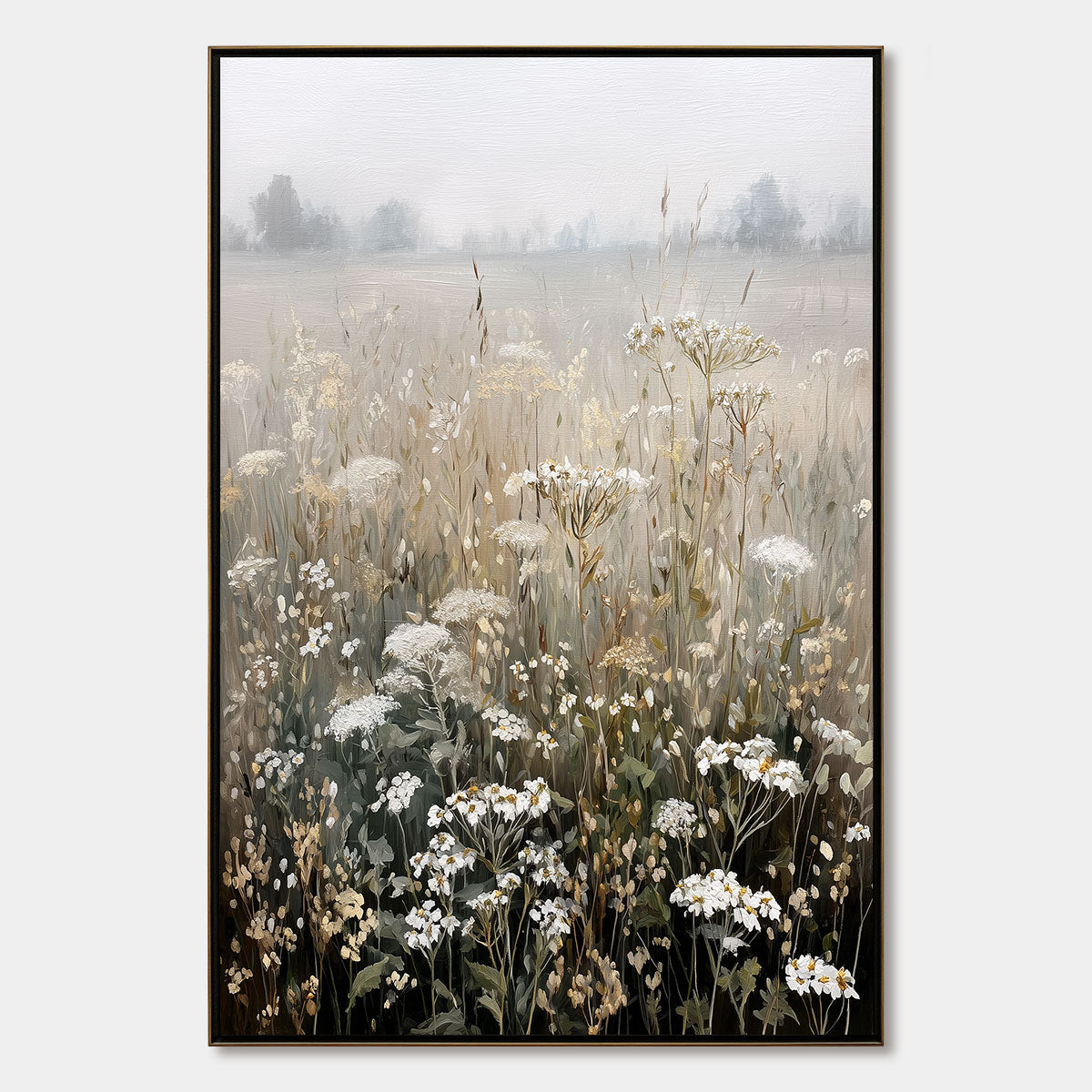 MISTY MEADOW: Ethereal Wildflower Field Landscape Painting
