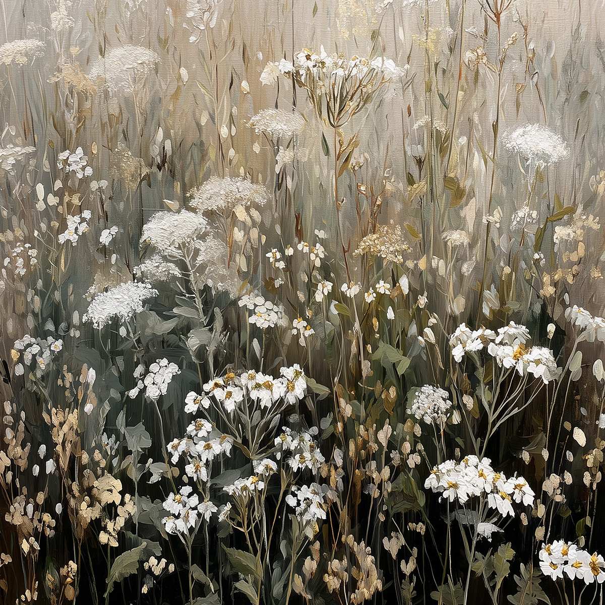 MISTY MEADOW: Ethereal Wildflower Field Landscape Painting