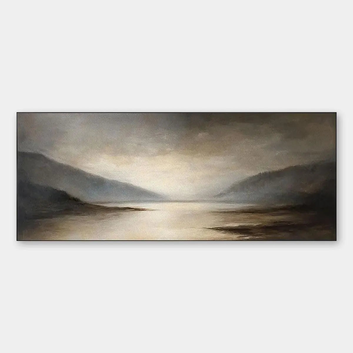 Landscape Painting, Panoramic Wall Art, Neutral Decor