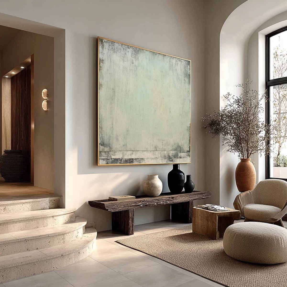 MISTY MORNING: Textured Minimalist Abstract Oil Painting