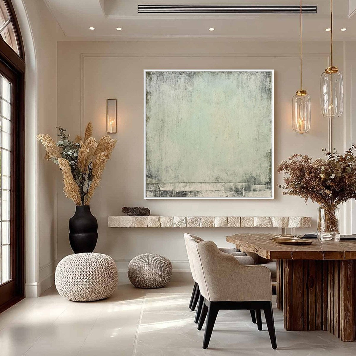 MISTY MORNING: Textured Minimalist Abstract Oil Painting