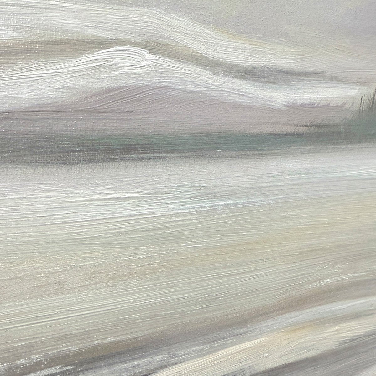 Misty Mountain Lake Painting | Abstract Panoramic Wall Art
