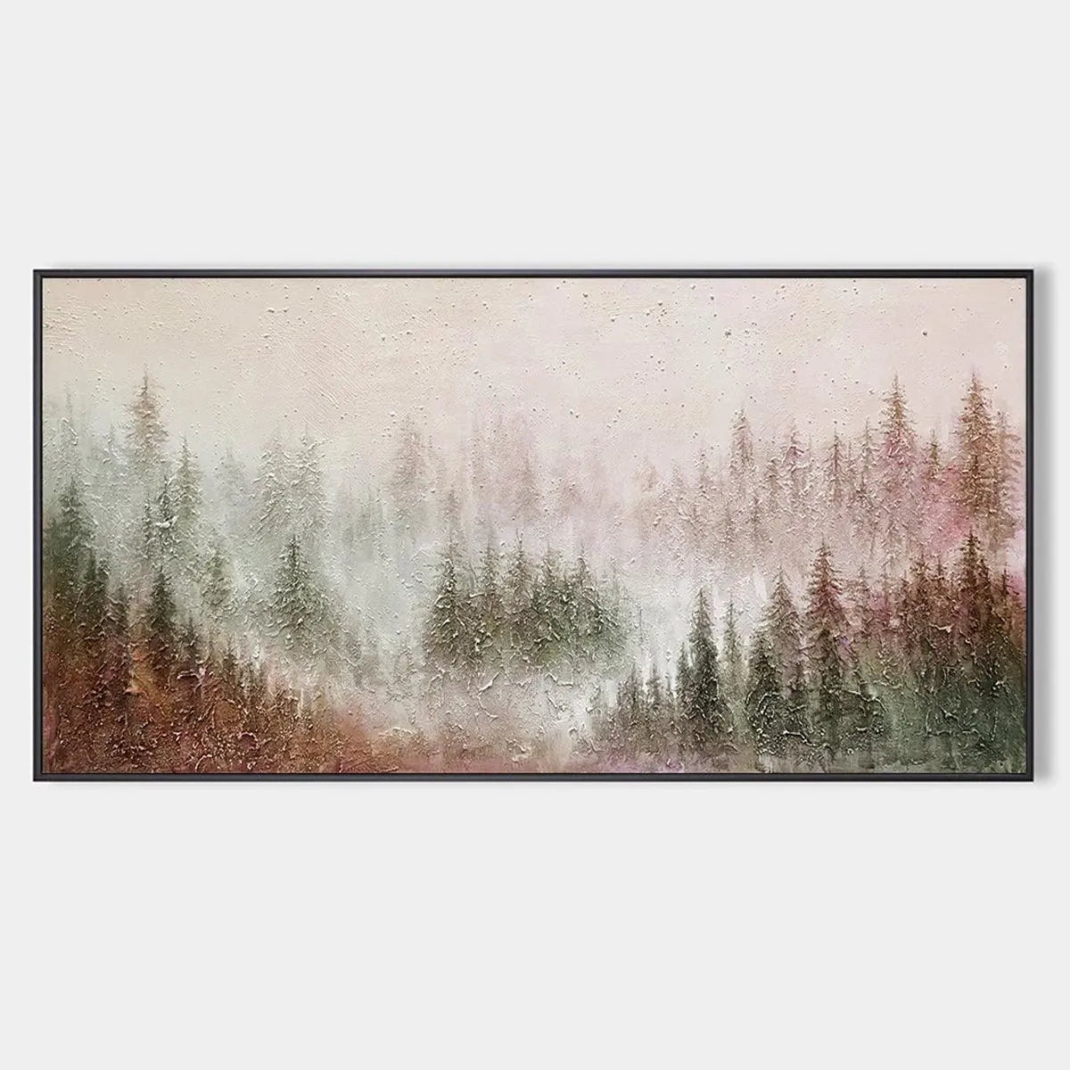 Panoramic Misty Forest Landscape Oil Painting