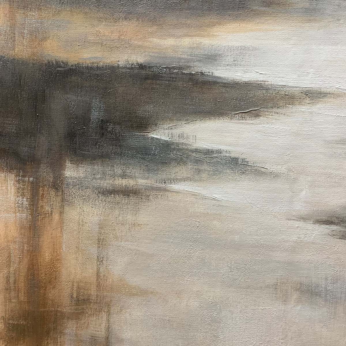 MISTY SHORES: Minimalist Coastal Landscape Oil Painting