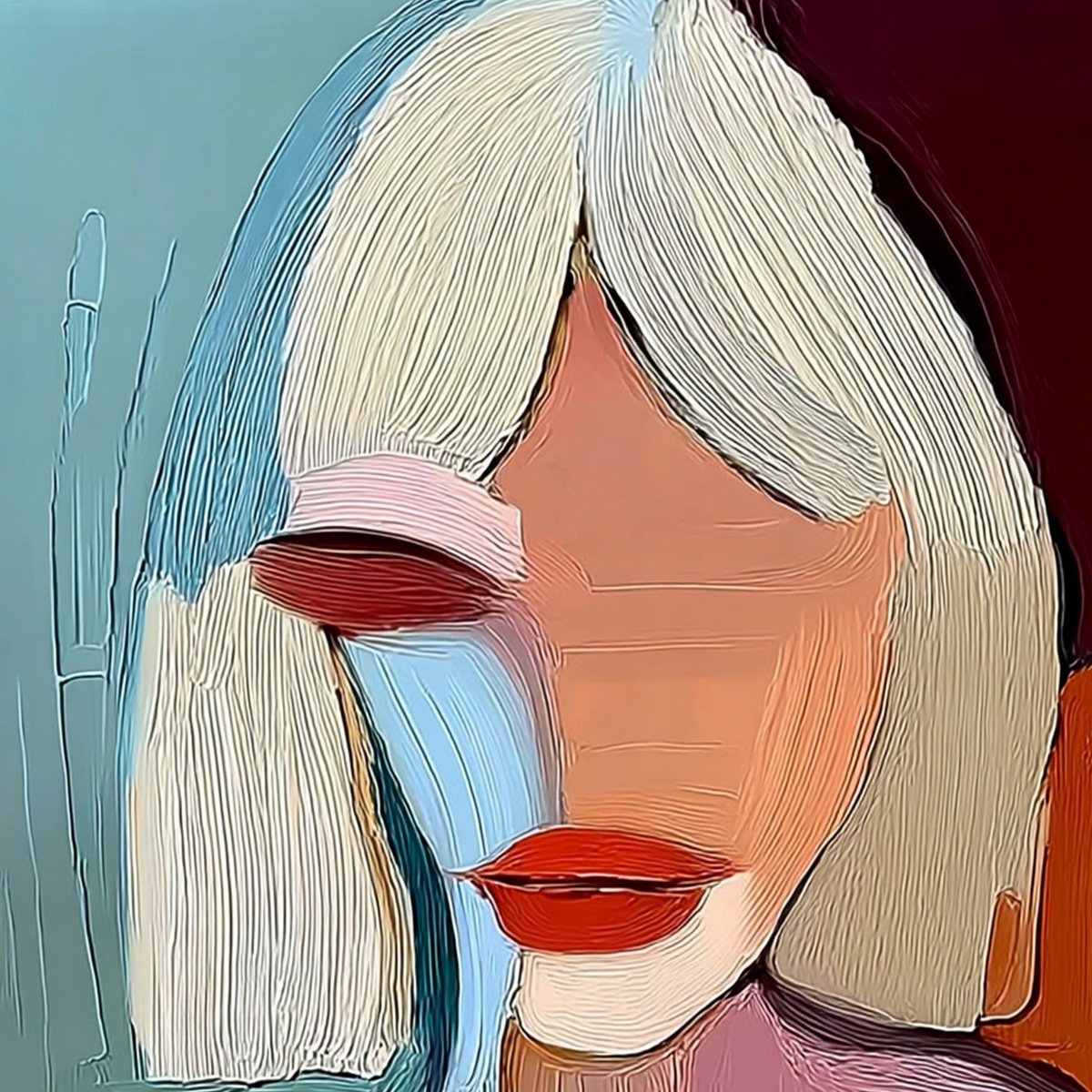 MOMENT IN COLOR: Abstract Textured Portrait Painting of a Woman