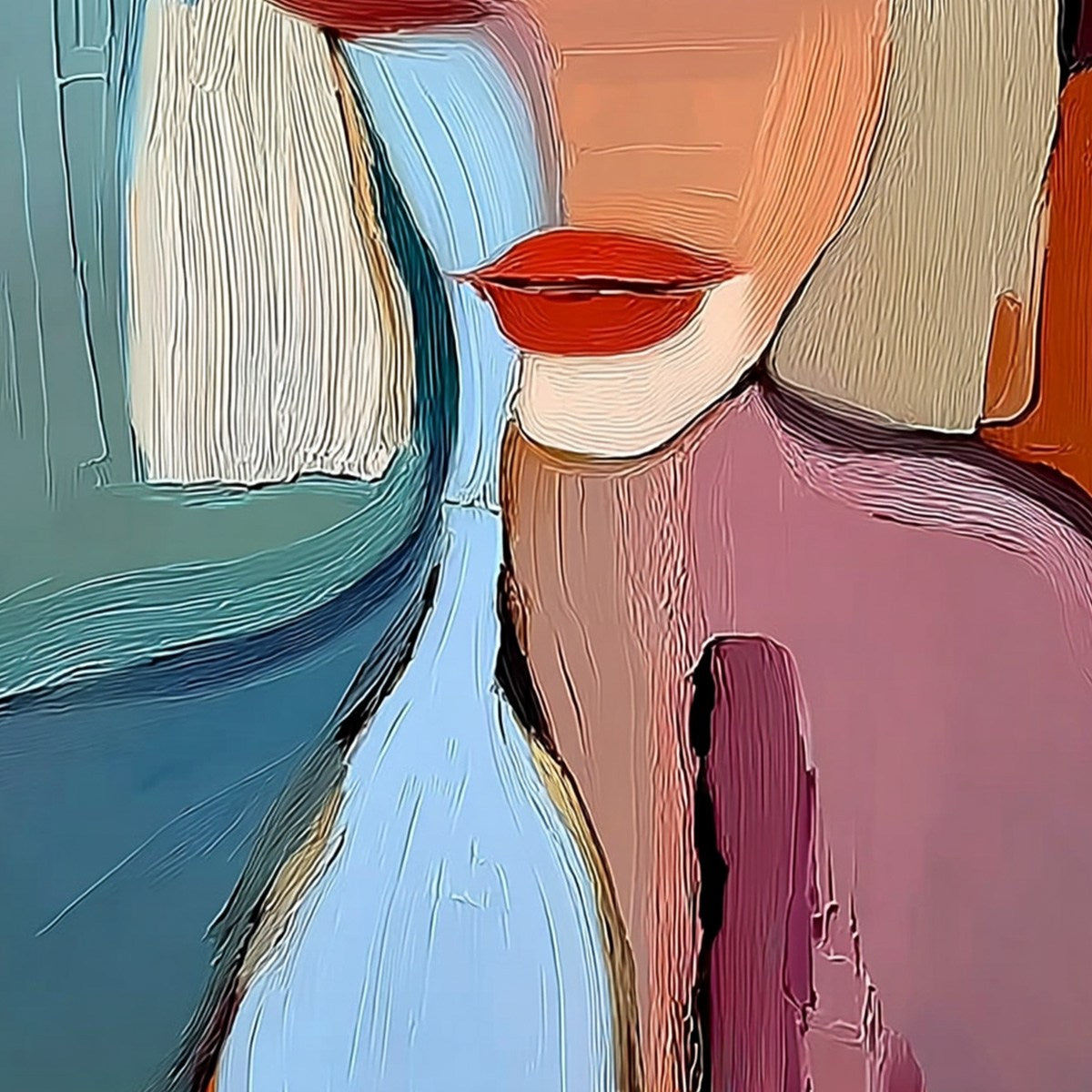 MOMENT IN COLOR: Abstract Textured Portrait Painting of a Woman