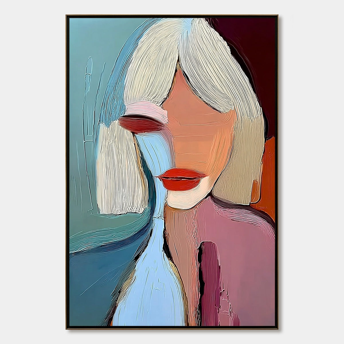 MOMENT IN COLOR: Abstract Textured Portrait Painting of a Woman