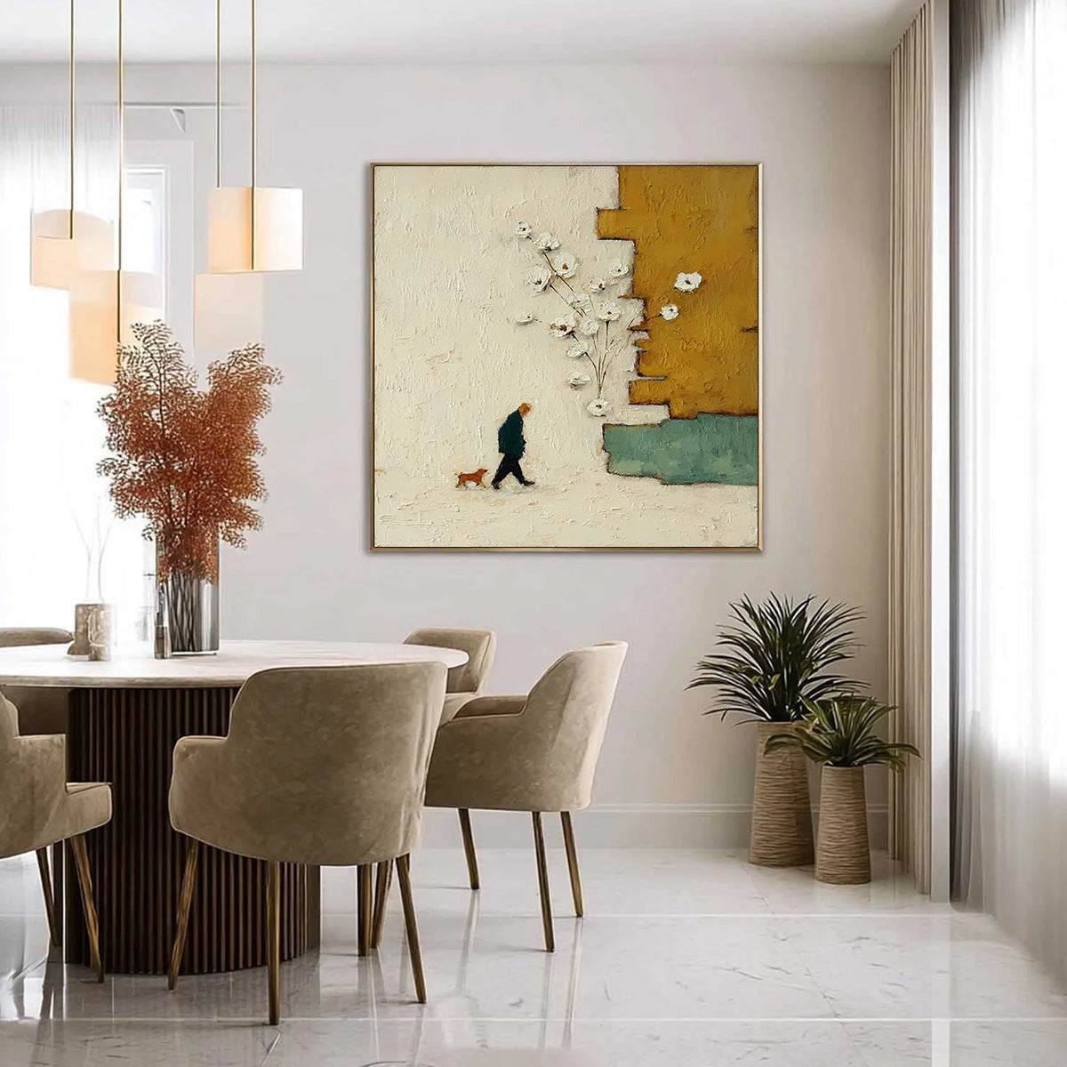 MOMENTS IN PASSING: Textured Minimalist Impasto Painting of a Daily Stroll