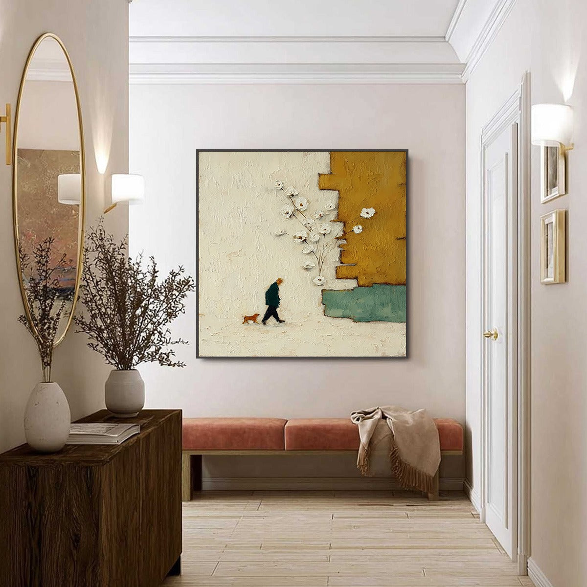 MOMENTS IN PASSING: Textured Minimalist Impasto Painting of a Daily Stroll