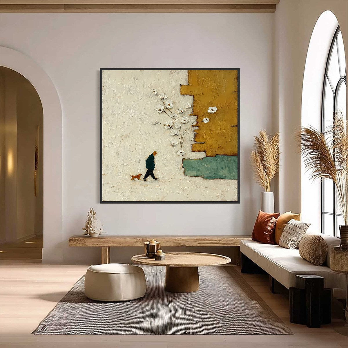 MOMENTS IN PASSING: Textured Minimalist Impasto Painting of a Daily Stroll