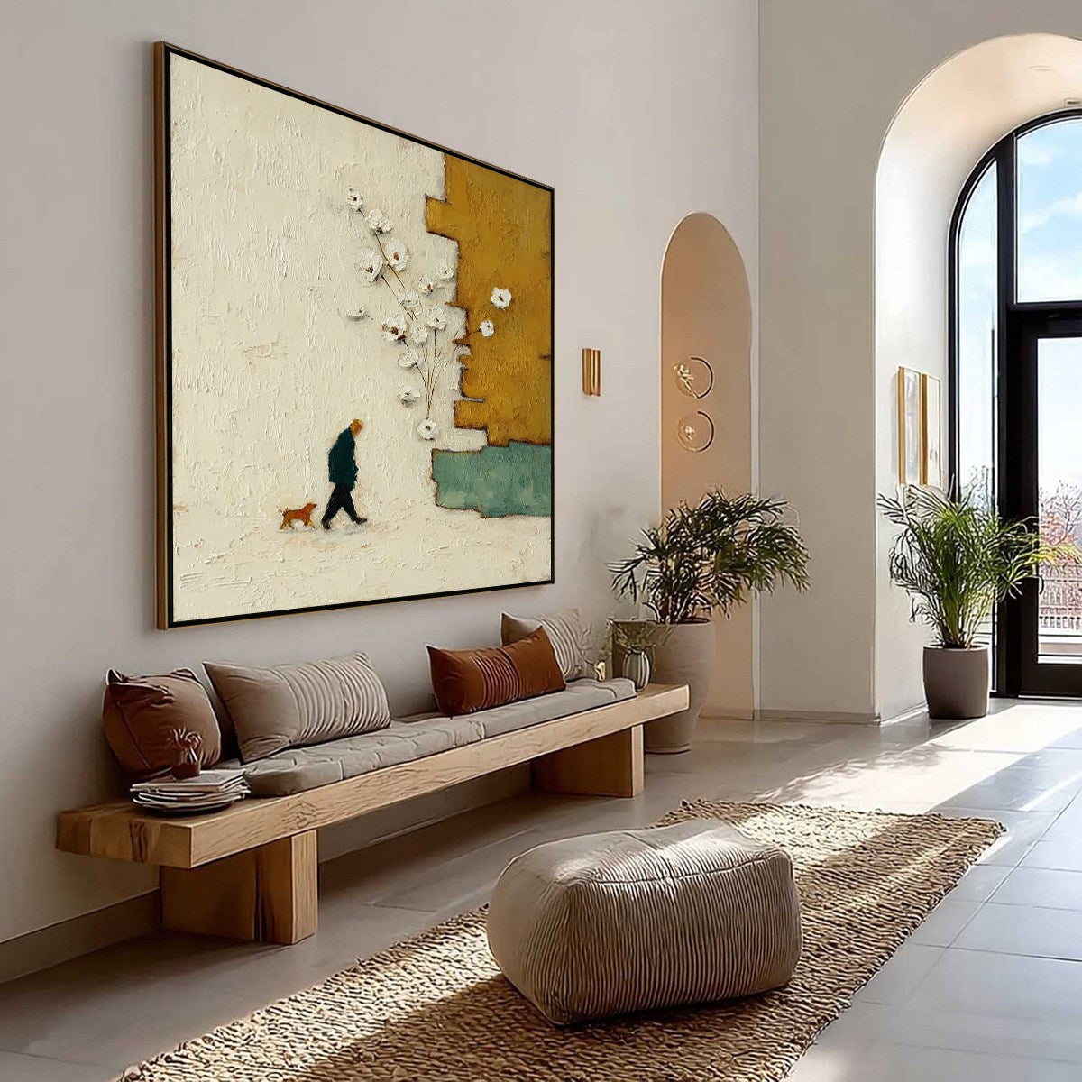 MOMENTS IN PASSING: Textured Minimalist Impasto Painting of a Daily Stroll