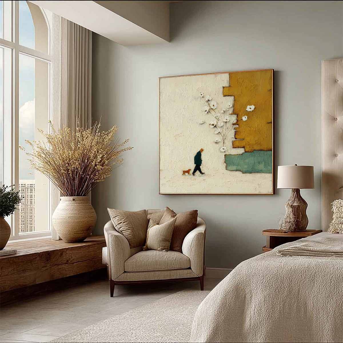 MOMENTS IN PASSING: Textured Minimalist Impasto Painting of a Daily Stroll