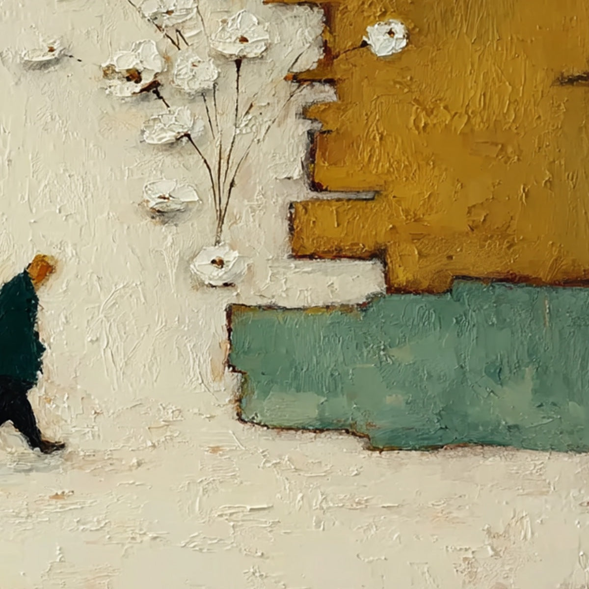 MOMENTS IN PASSING: Textured Minimalist Impasto Painting of a Daily Stroll