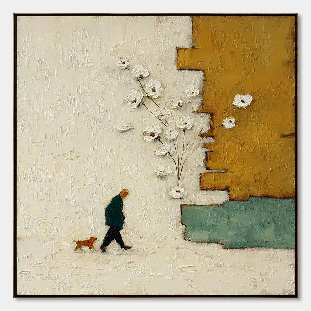 MOMENTS IN PASSING: Textured Minimalist Impasto Painting of a Daily Stroll