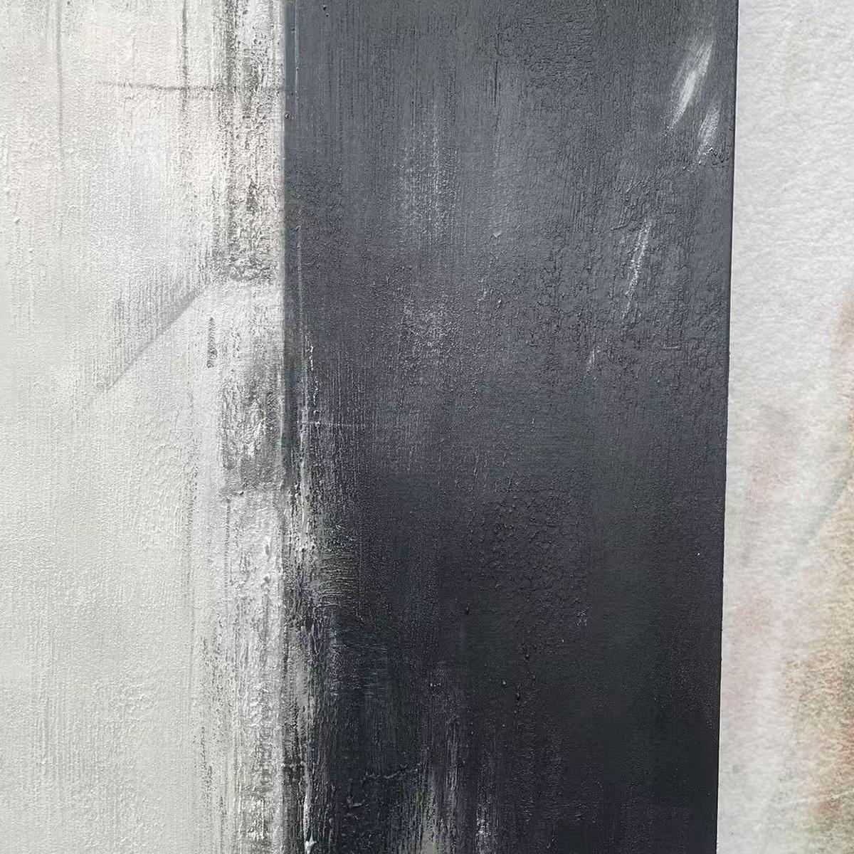 MONOCHROME MINIMALISM: Abstract Painting, Black and White Wall Art, Textured Canvas, Vertical