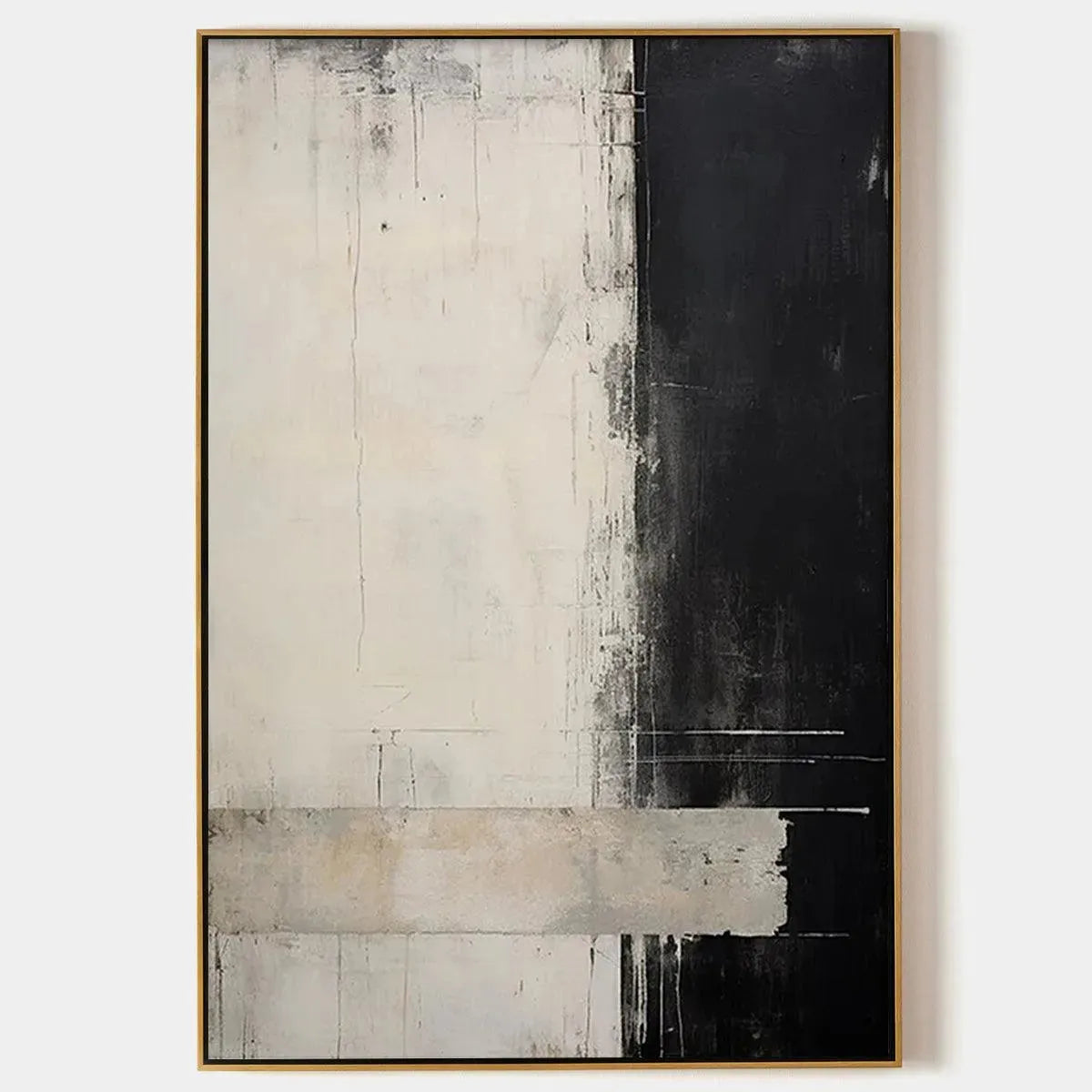 MONOCHROME MINIMALISM: Abstract Painting, Black and White Wall Art, Textured Canvas, Vertical