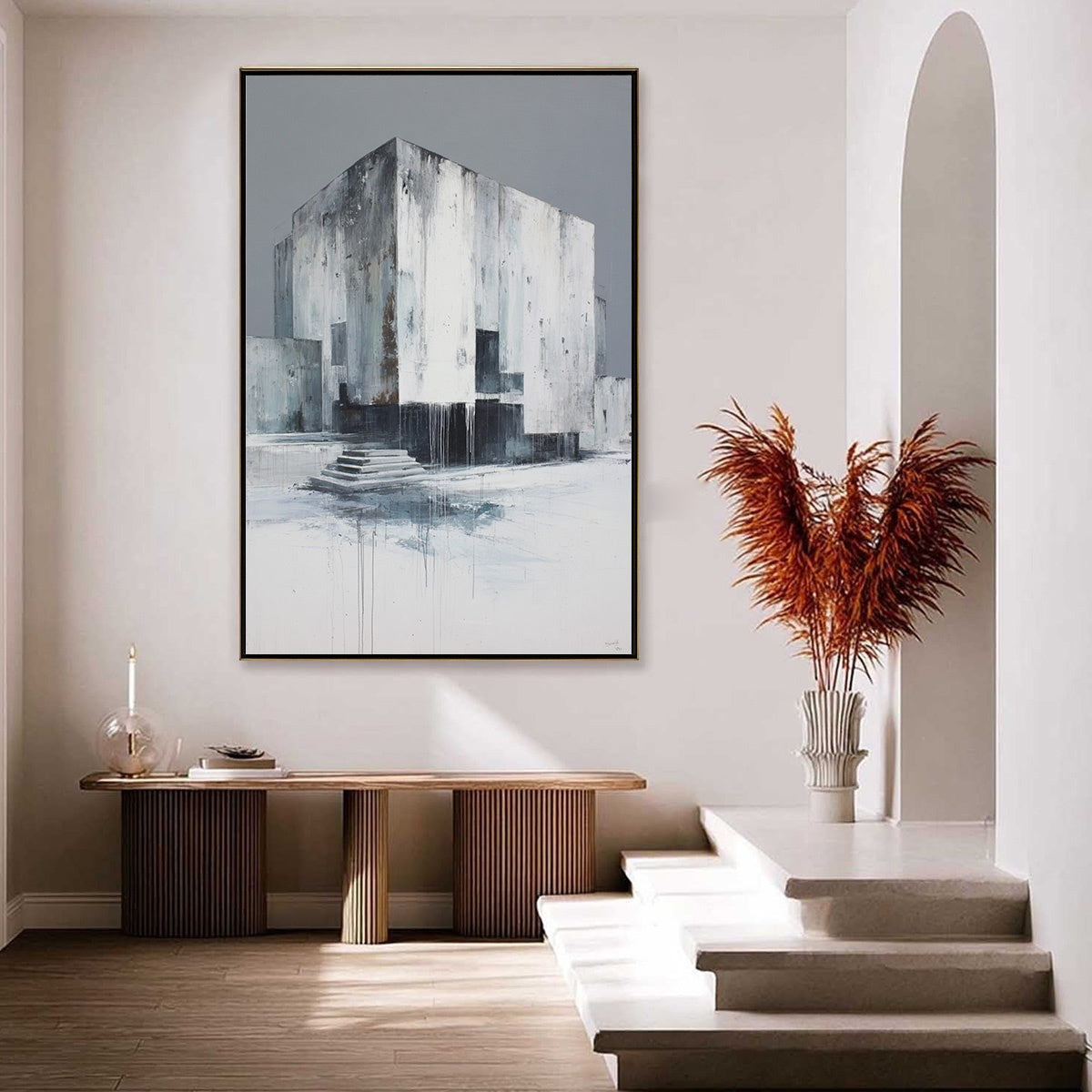 MONOLITHIC ECHO: Minimalist Abstract Architectural Painting