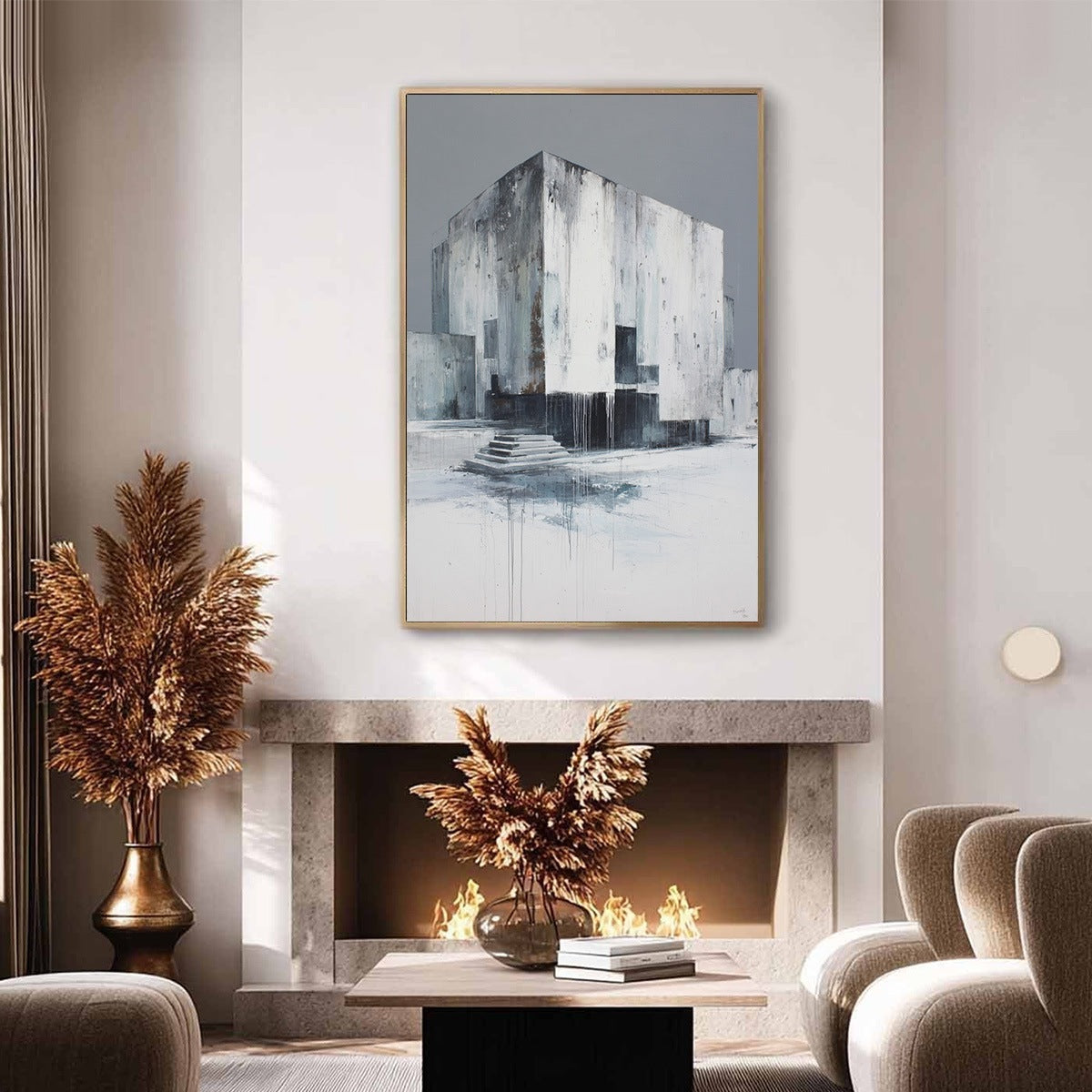 MONOLITHIC ECHO: Minimalist Abstract Architectural Painting