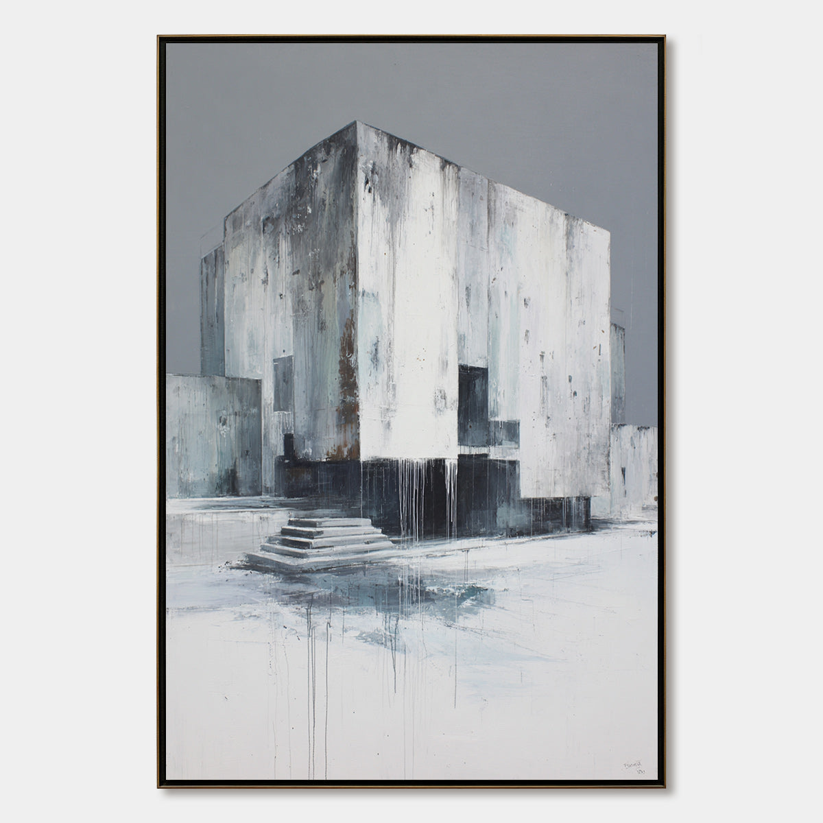 MONOLITHIC ECHO: Minimalist Abstract Architectural Painting