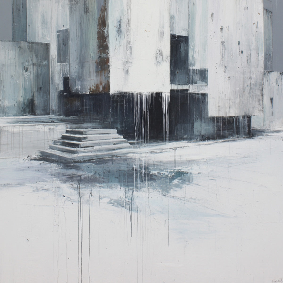 MONOLITHIC ECHO: Minimalist Abstract Architectural Painting