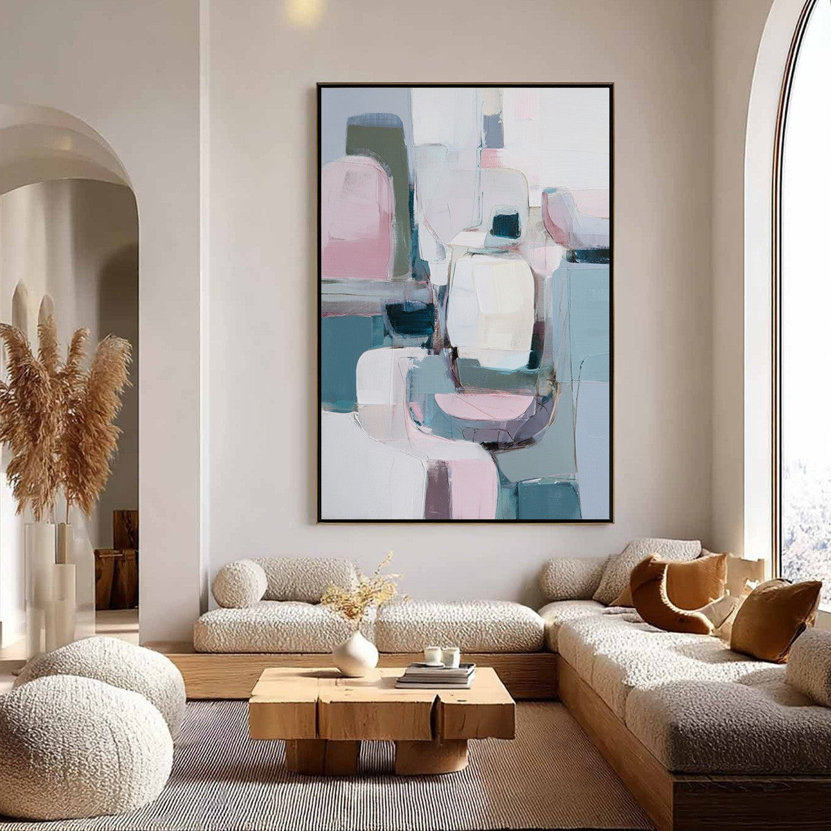 MORNING BLUSH: Soft Contemporary Abstract Block Painting