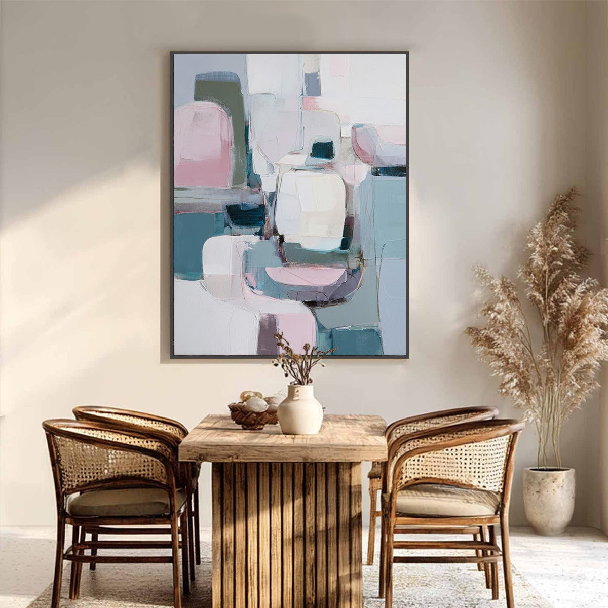 MORNING BLUSH: Soft Contemporary Abstract Block Painting