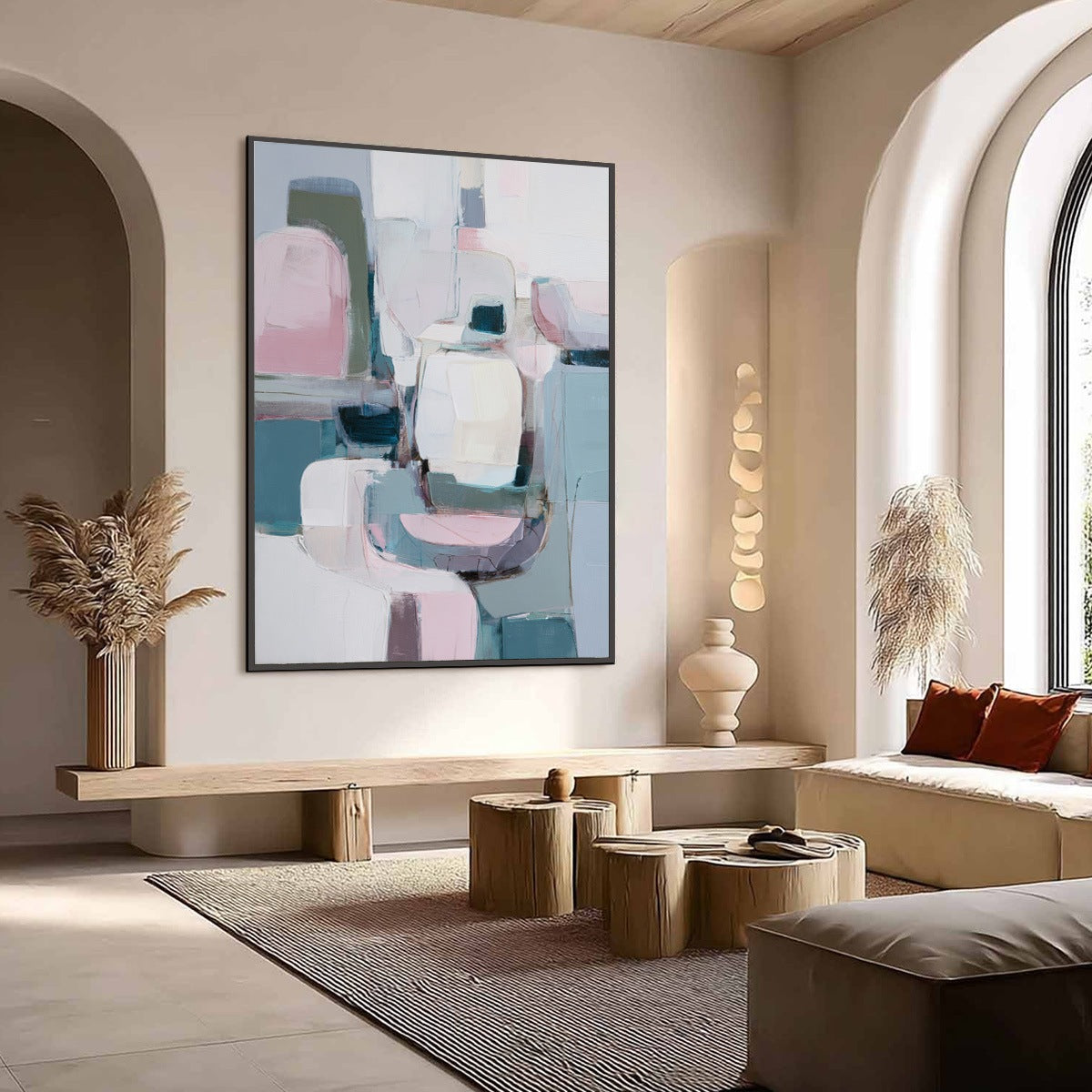 MORNING BLUSH: Soft Contemporary Abstract Block Painting