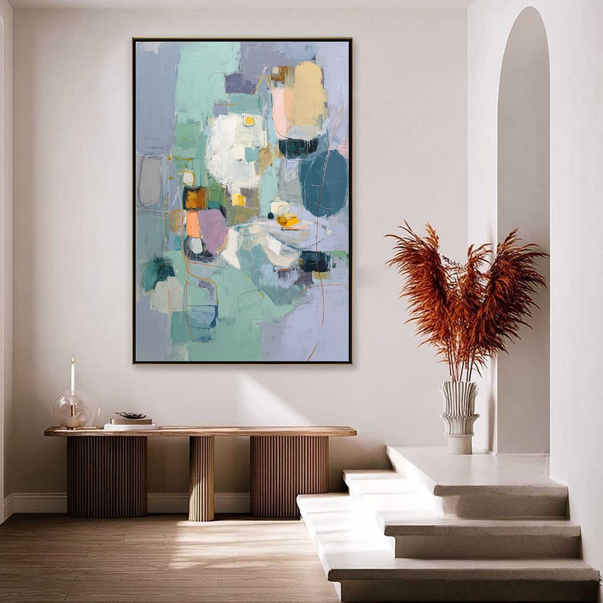 MORNING CHORUS: Colorful Modern Abstract Composition Painting