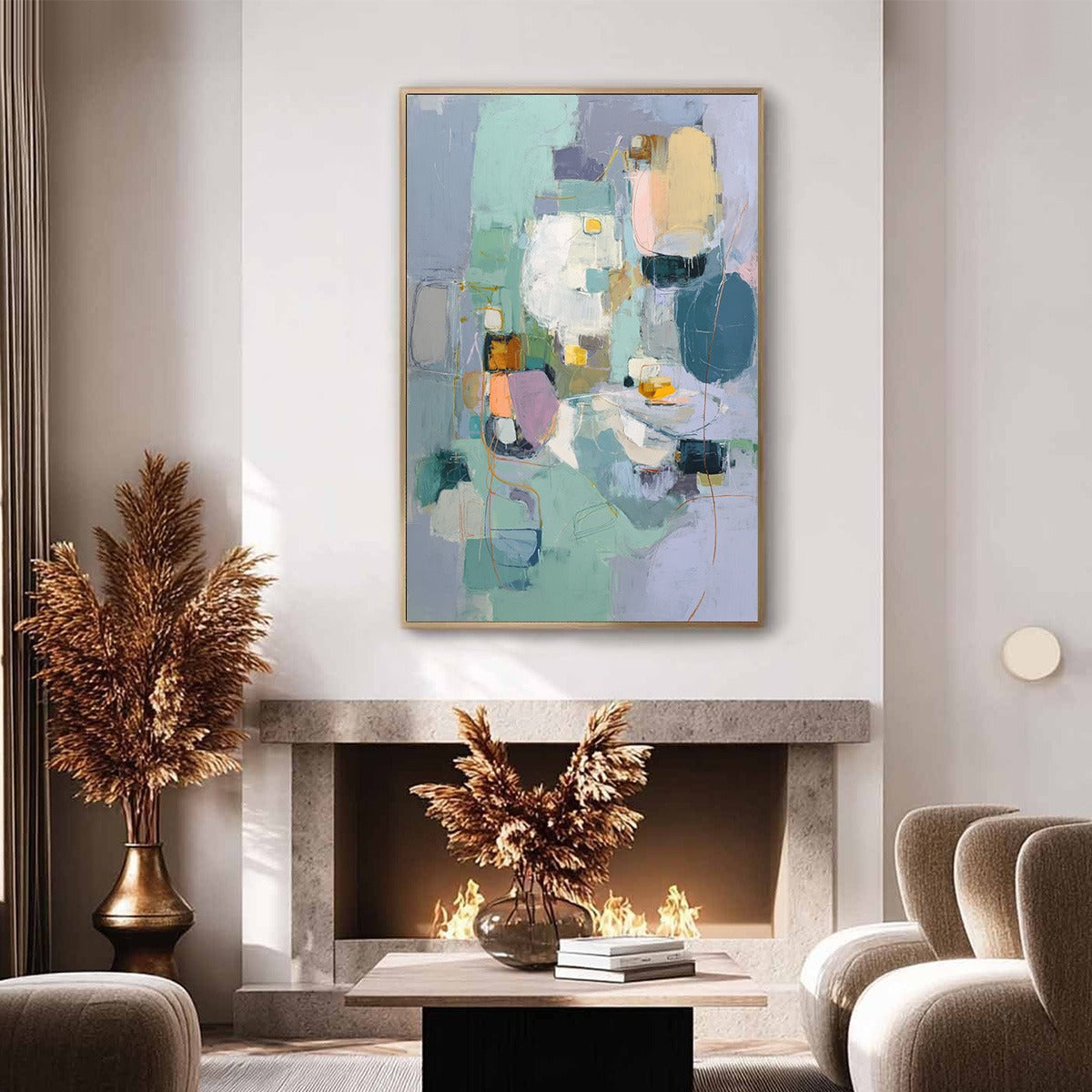 MORNING CHORUS: Colorful Modern Abstract Composition Painting