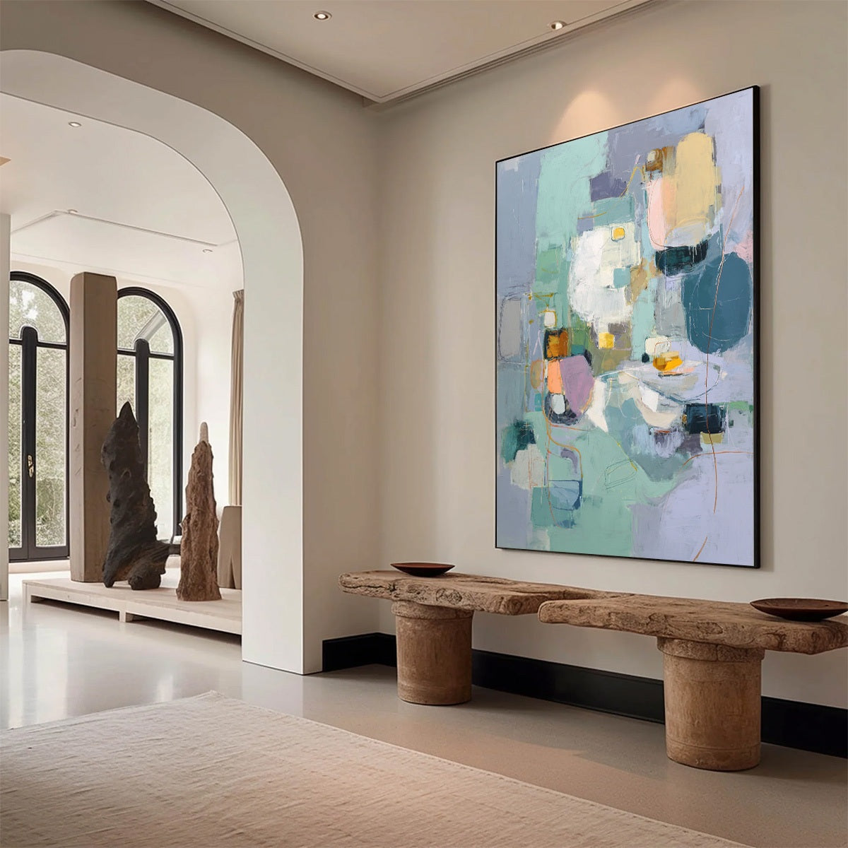 MORNING CHORUS: Colorful Modern Abstract Composition Painting