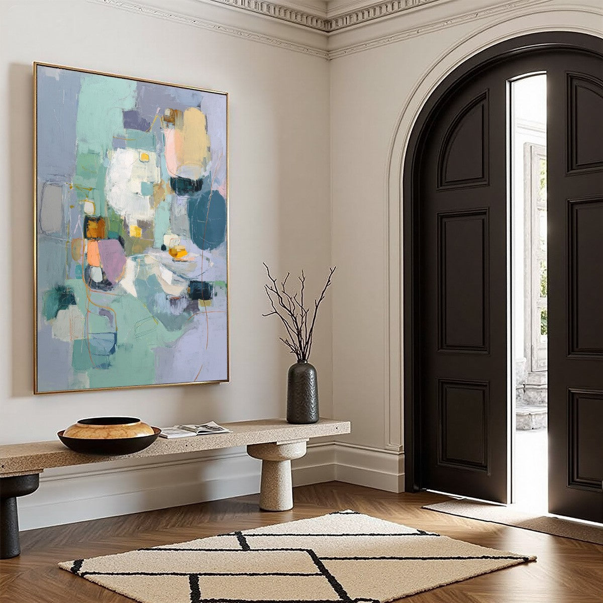 MORNING CHORUS: Colorful Modern Abstract Composition Painting