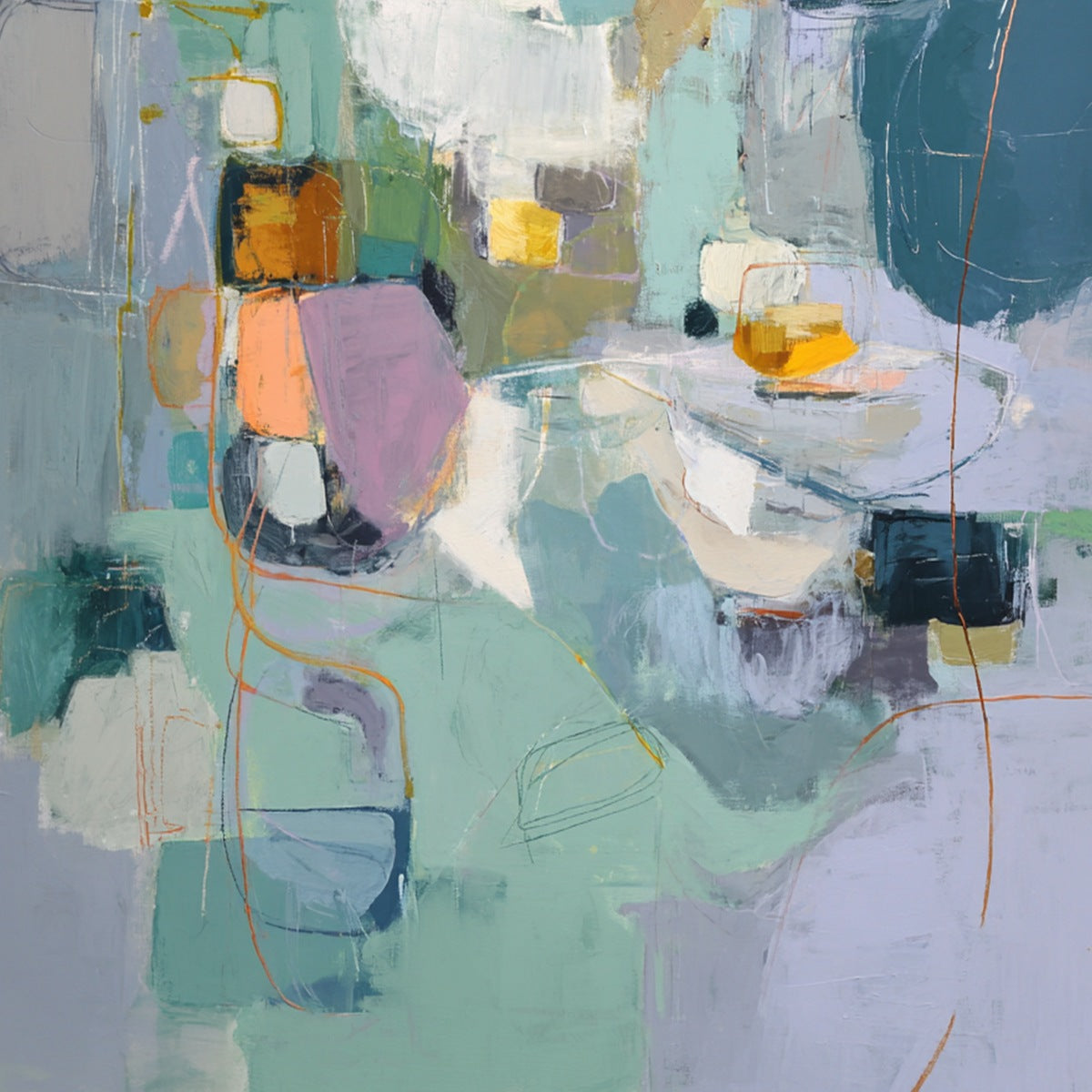 MORNING CHORUS: Colorful Modern Abstract Composition Painting