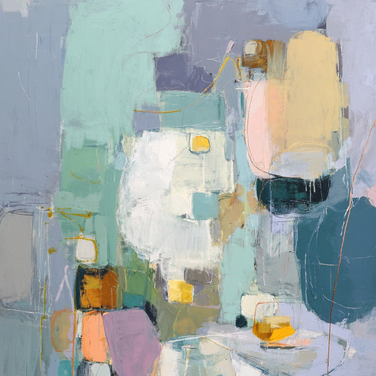 MORNING CHORUS: Colorful Modern Abstract Composition Painting