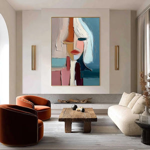 MOSAIC MUSE: Abstract Figurative Portrait Oil Painting with Heavy Texture