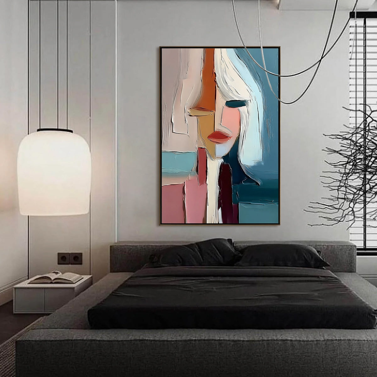 MOSAIC MUSE: Abstract Figurative Portrait Oil Painting with Heavy Texture