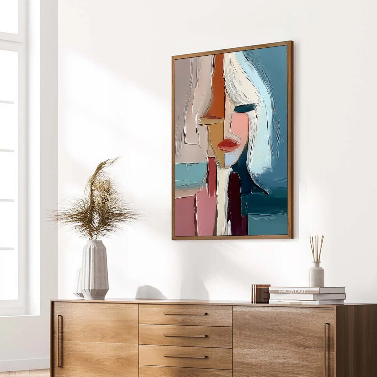 MOSAIC MUSE: Abstract Figurative Portrait Oil Painting with Heavy Texture