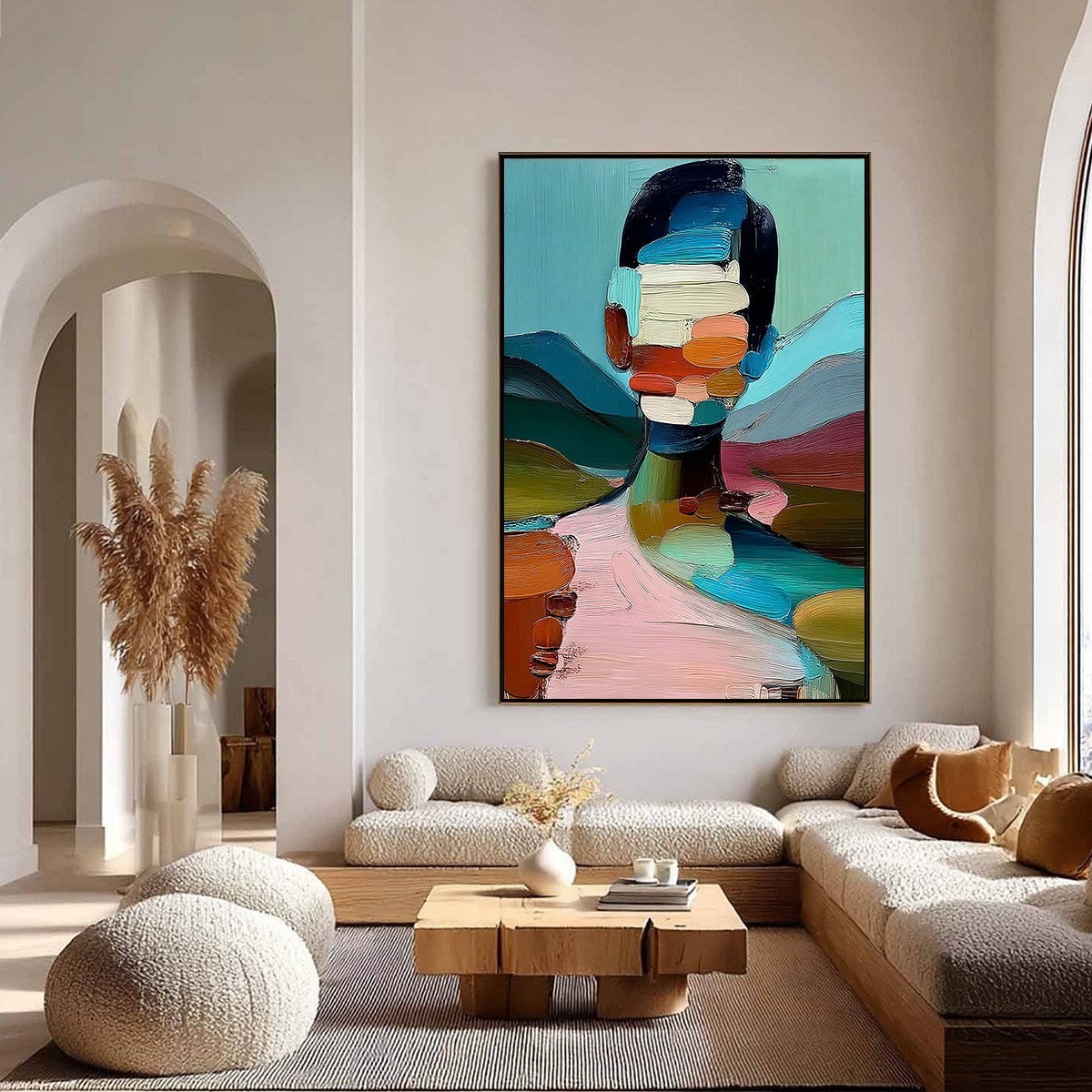 MOSAIC OF BEING: Colorful Abstract Impasto Portrait Wall Art