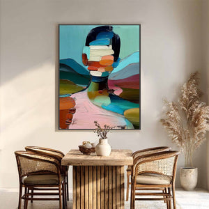 MOSAIC OF BEING: Colorful Abstract Impasto Portrait Wall Art