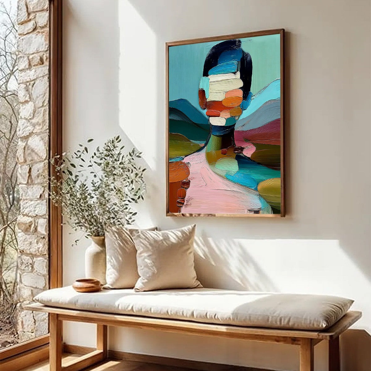 MOSAIC OF BEING: Colorful Abstract Impasto Portrait Wall Art