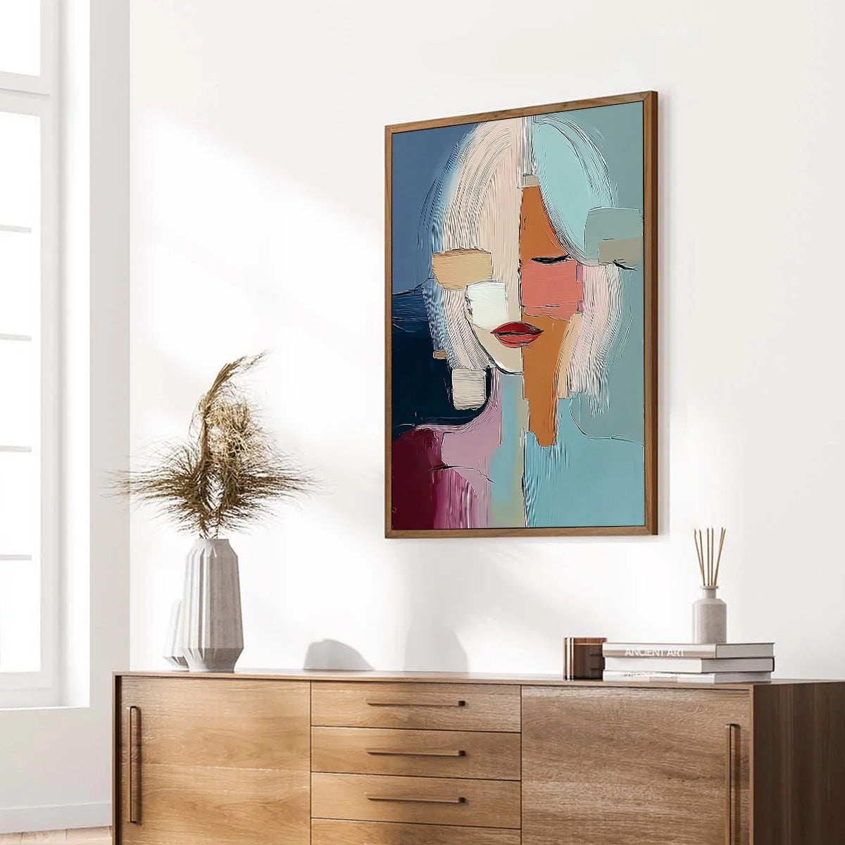 MOSAIC OF THOUGHTS: Abstract Textured Portrait Wall Art for Modern Decor