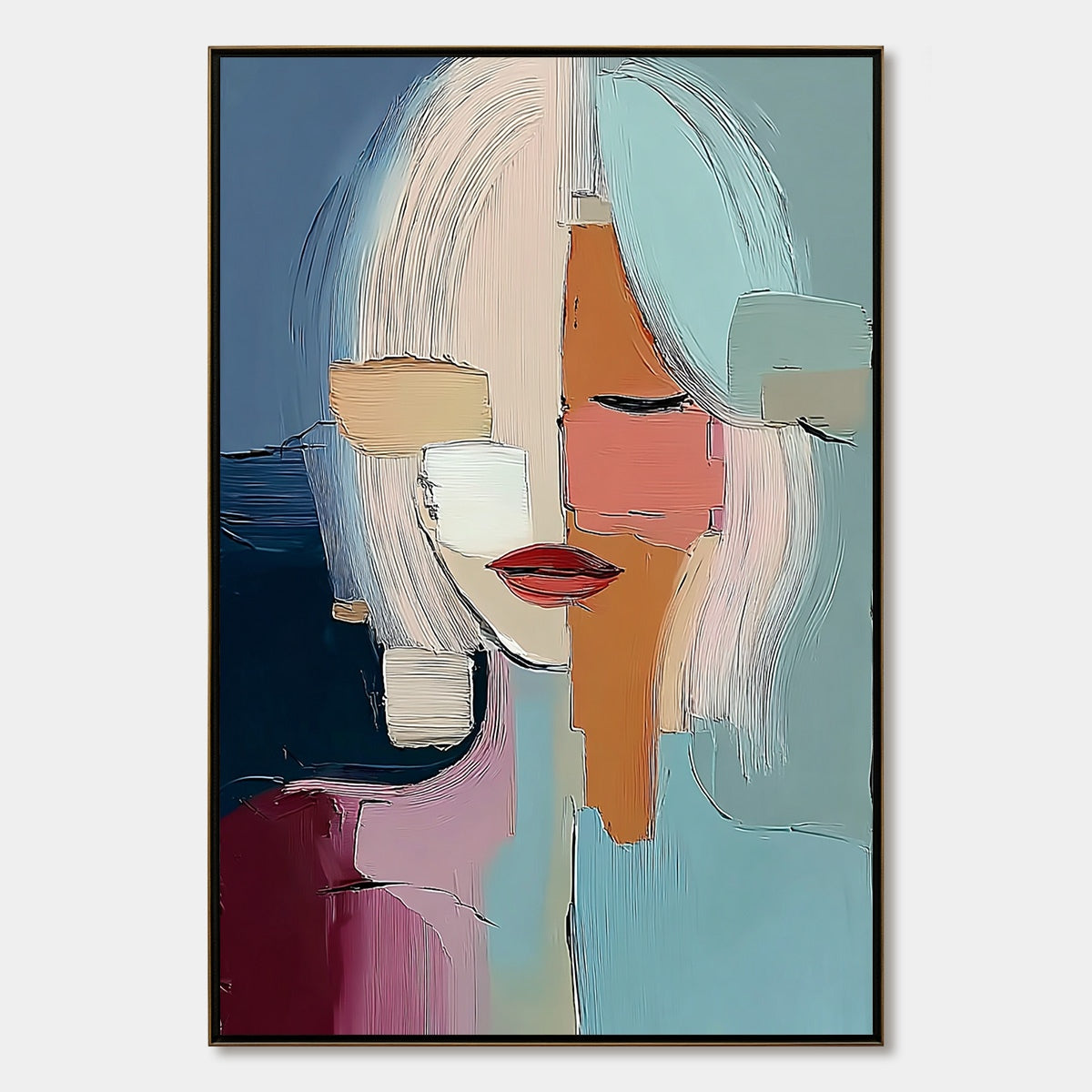 MOSAIC OF THOUGHTS: Abstract Textured Portrait Wall Art for Modern Decor