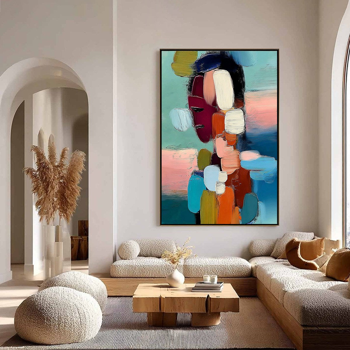 MOSAIC OF THOUGHTS: Textured Abstract Portrait Painting with Bold Colors